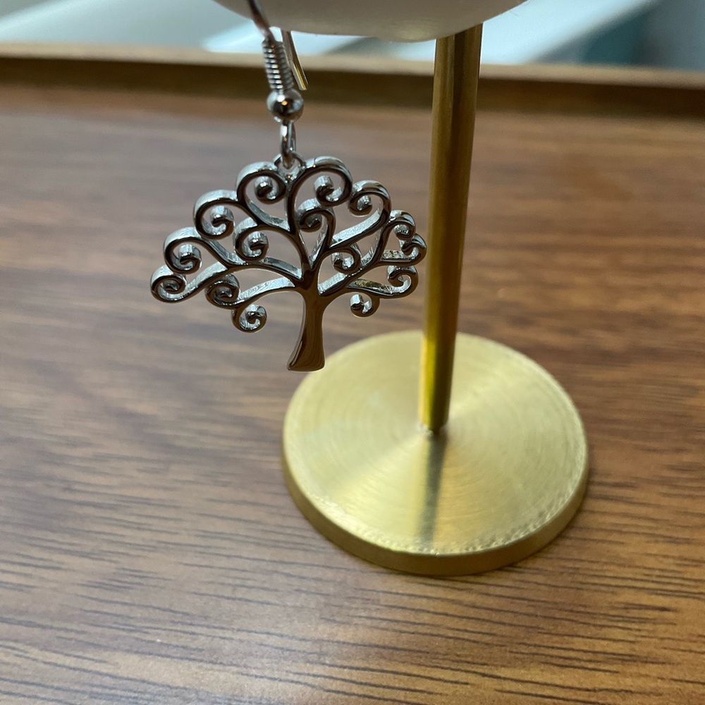 925 Sterling Silver Storybook Tree of Life Hook Earrings.